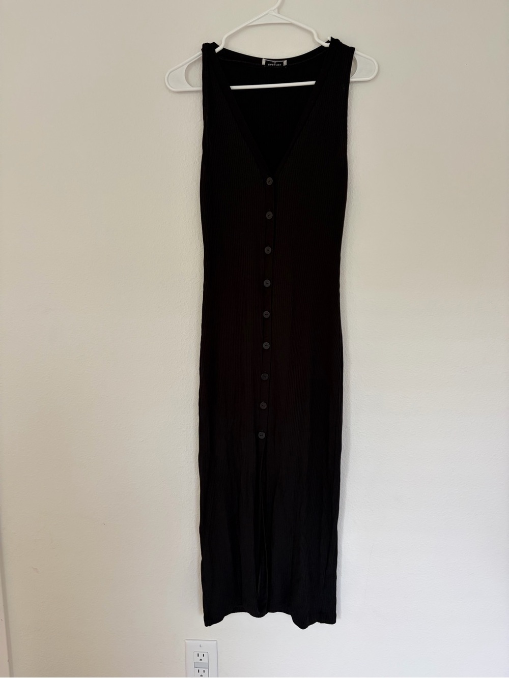 Babaton Black Ribbed Knit Tank dress